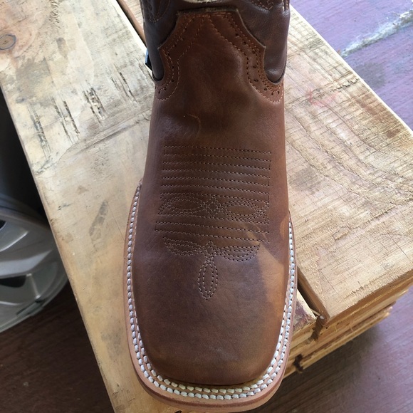 Cowboy boots rodeo square toe leather boots - Picture 2 of 2